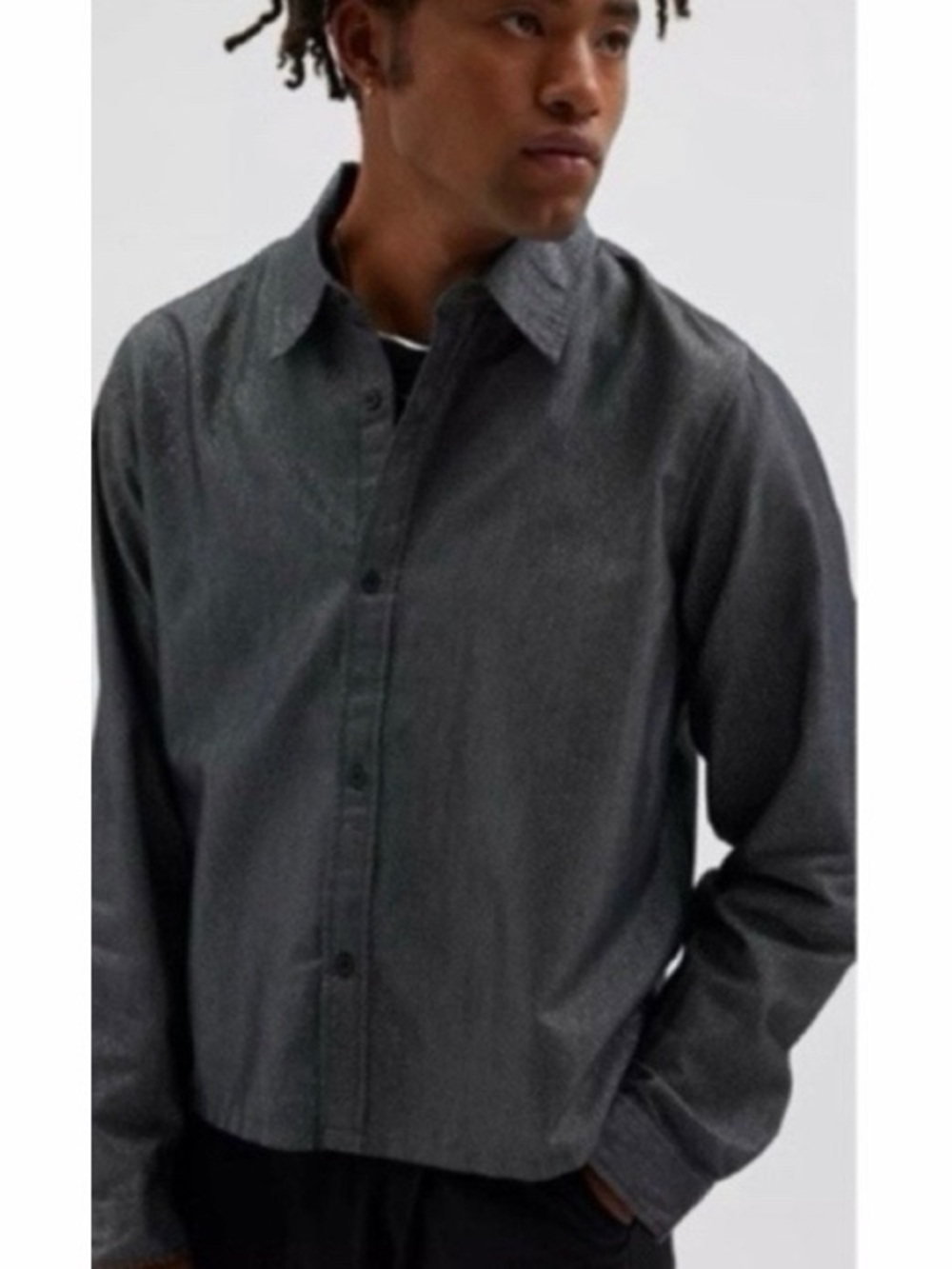 Urban Outfitters Shiny Long‎ Sleeve Button Down Dress Shirt